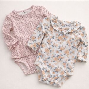 Nicole Miller Peter Pan Collar Floral & Carter’s Pink Pointelle Bodysuits 6M